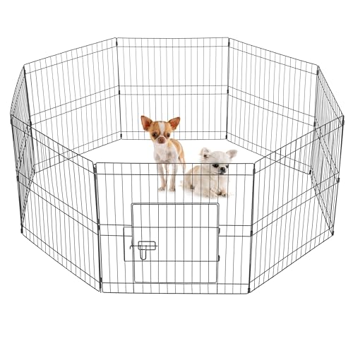 Yaheetech Welpenlaufstall 8-TLG mit Tür 61x61cm Laufgitter Freilaufgehege