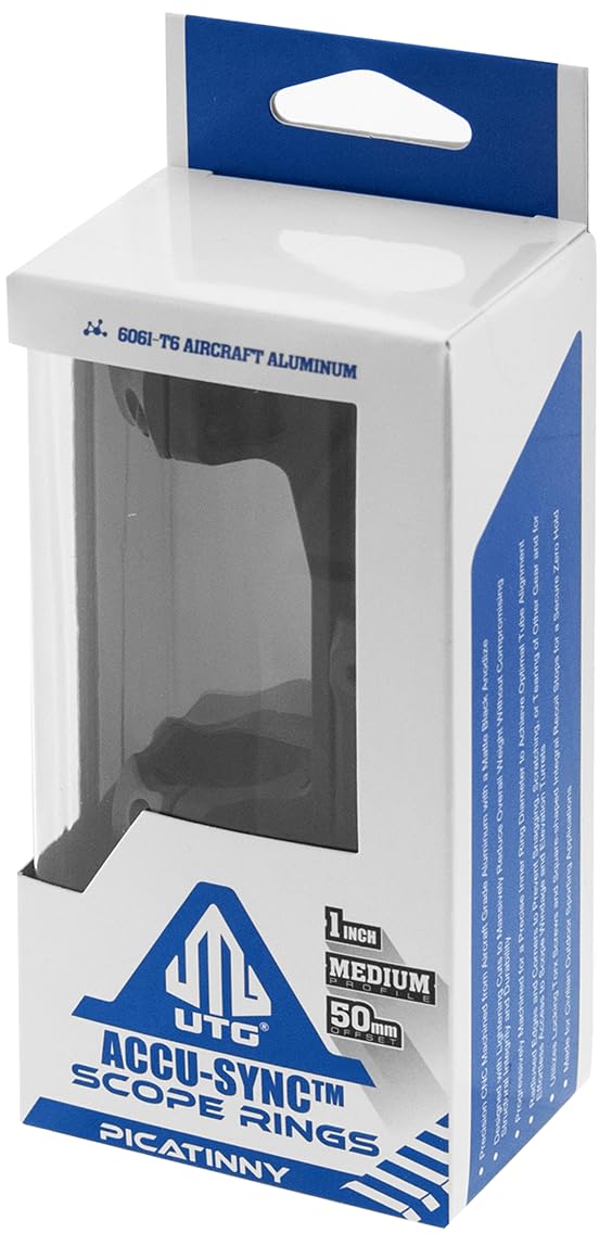 UTG Unisex Utg Accusync 1" profil fuld 50 mm offset ringbeslag Intergralmontage, Schwarz, Einheitsgröße EU