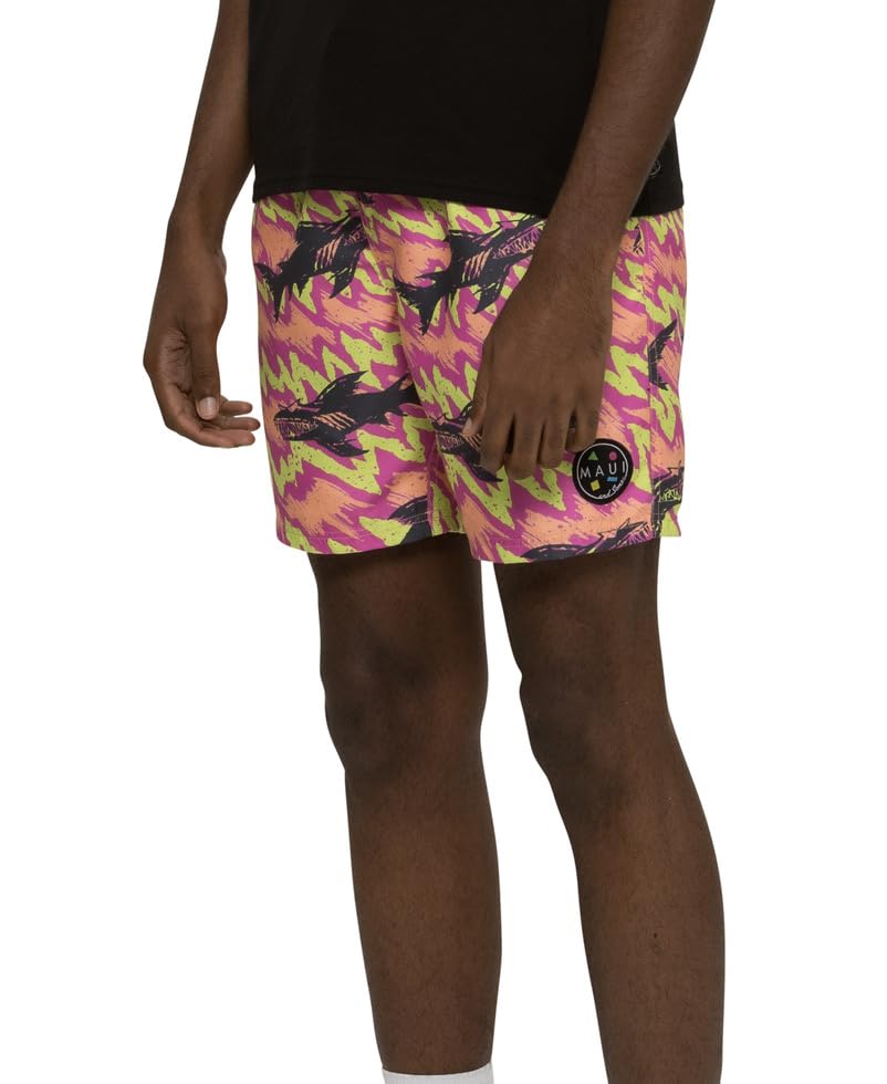 Maui and Sons Frenzy Mens Pool Short Pink