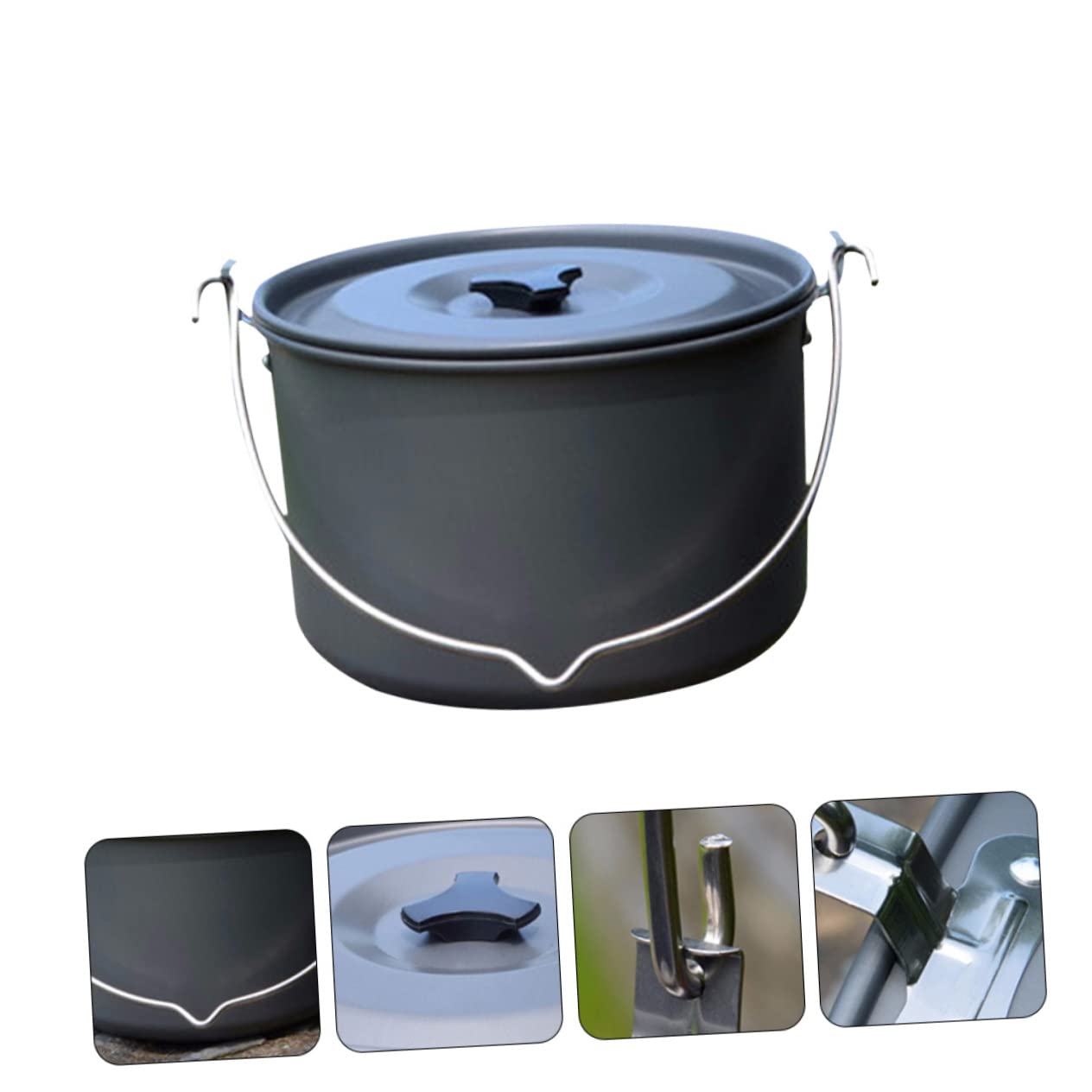 KOMBIUDA Lightweight Camping Pot with Folding Handle Durable Cookware for Outdoor Cooking for Soup Pasta and Stew for Camping and Picnics Tripod Not Included