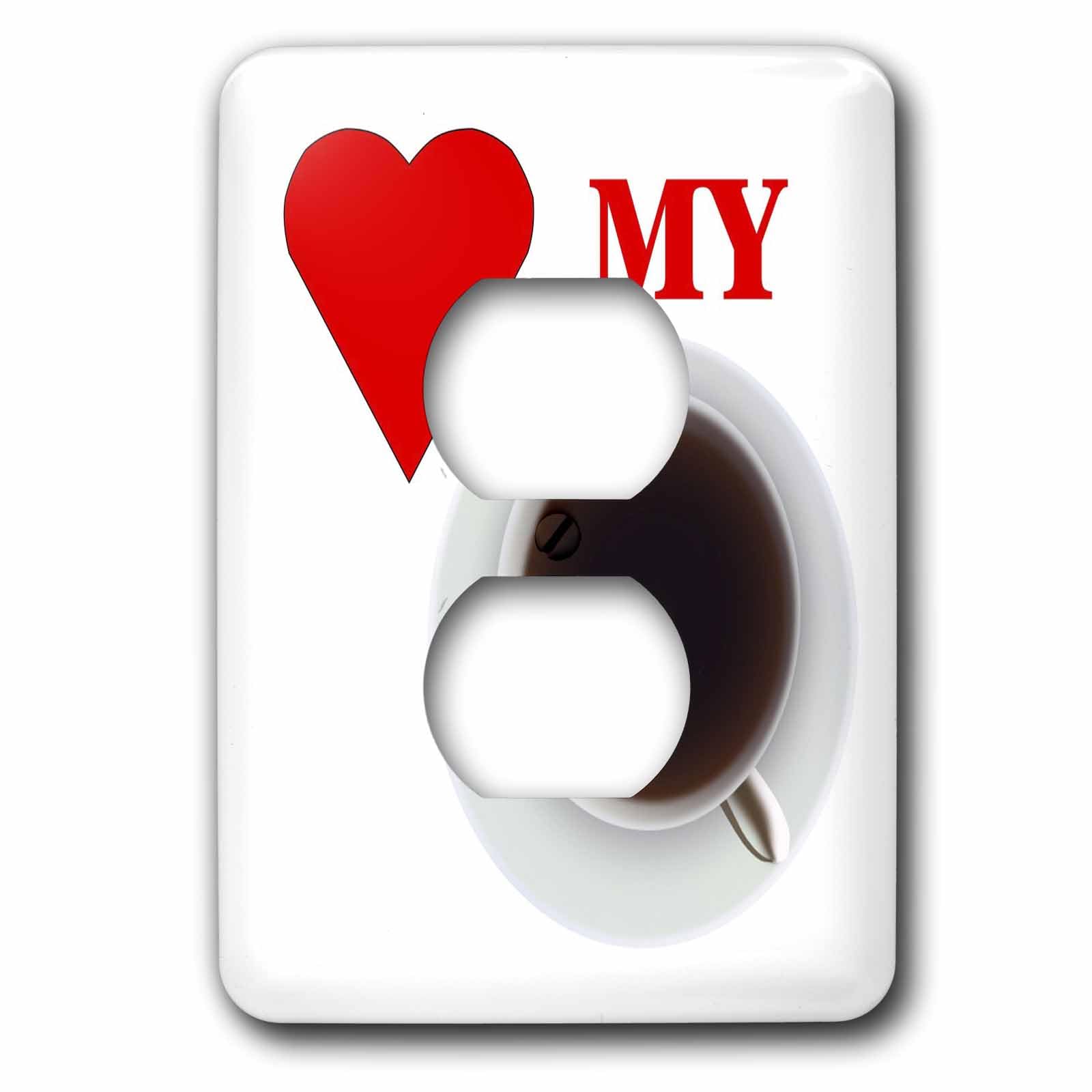 Love Coffee 2 Bouchon plaque de finition decoractive 3dRose LLC