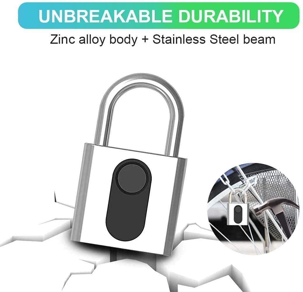 Smart Fingerprint Lucchetto, sblocco elettronico Bluetooth Sblocco remoto, Charging Portable Pundlock Impermeabile per Lo Zaino Bike Locker Uffici Blocco
