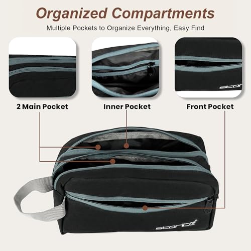 Image of Storite Polyester Multi-Pocket Toiletry Bag for Men & Women Travel, Grooming Kit, Toiletries Shaving Kit & Cosmetics Water Resistance Pouch Organizer Travel Pouch for Make Up (1Pk -Black)
