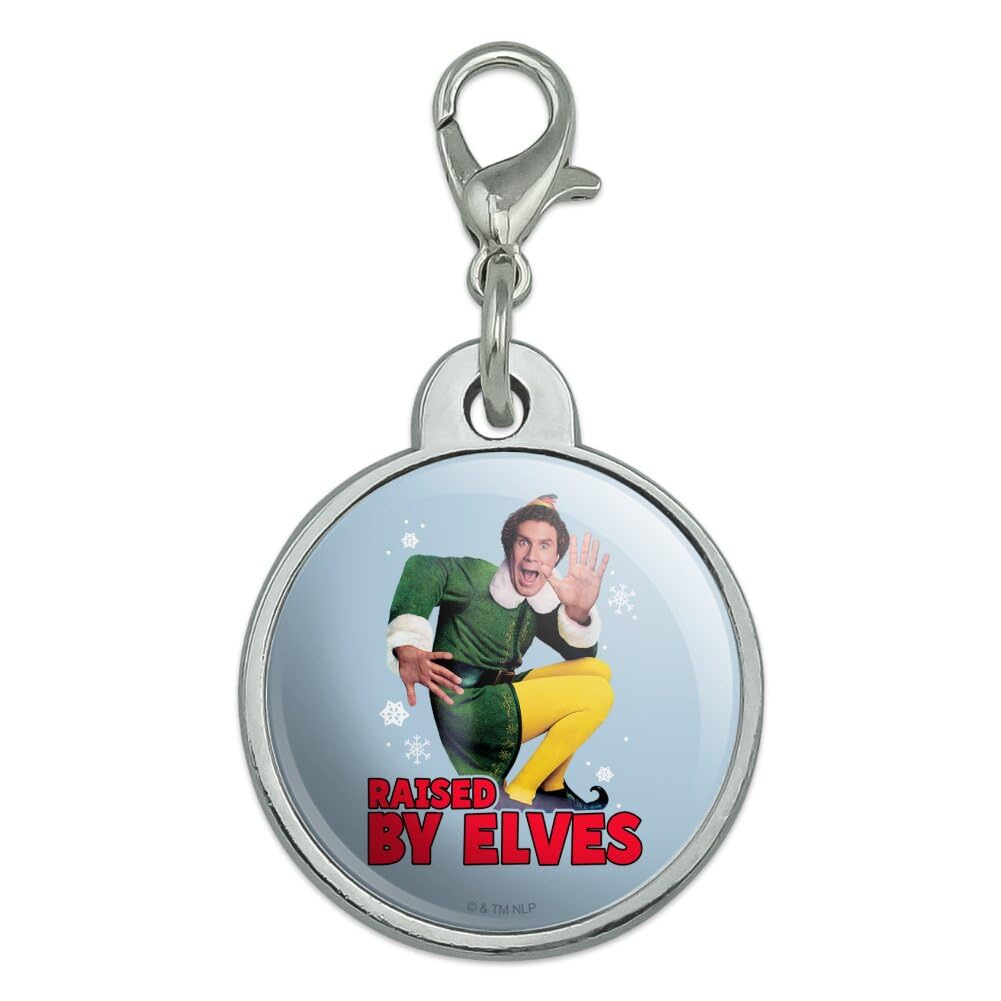 Elf Raised By Elves Chrome Plated Metal Pet Dog Cat ID Tag - Small
