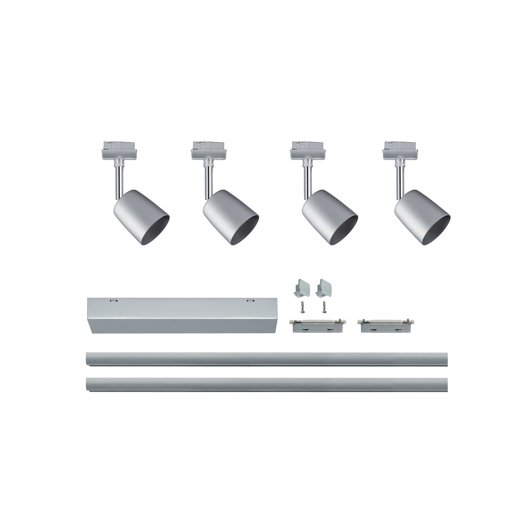 Paulmann 96897 URail Sistema di illuminazione a binario Set Cover max. 4 binari luminosi da 10 Watt cromo opaco, cromo lampada da soffitto metallo, plastica binari a soffitto GU10