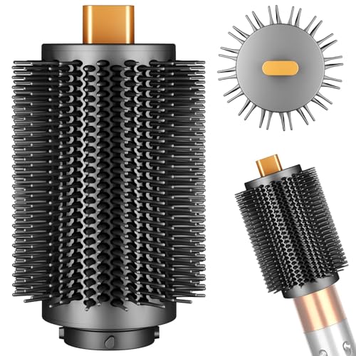 Image of 3-INCH Large Round Brush for Dyson Airwrap Attachments | 3Inch Large Barrel, Round Volumizing Brush, for Dyson Air wrap Attachment, Flexible Bristles for Volume Smooth Curling, Gold
