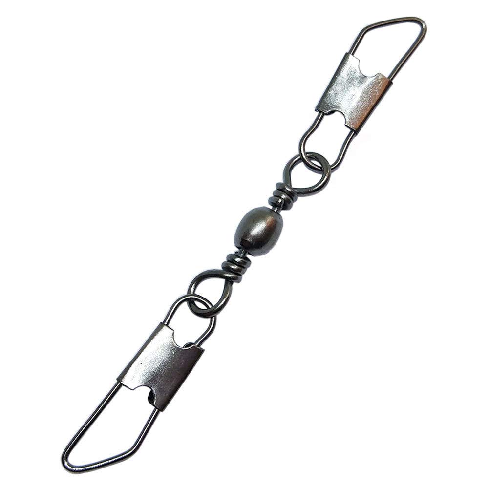 Unclesport 100Pcs Fishing Barrel Swivel with Duoble Safety Snaps Freshwater Fly Fishing Crappie Fishing Line Swivel 7#-2.40