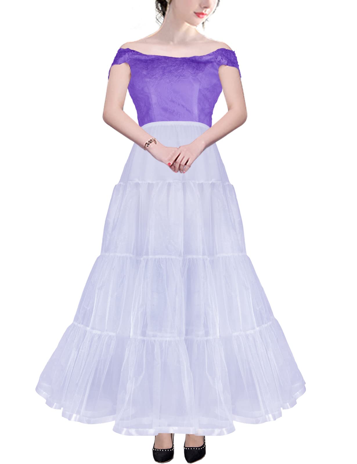 CHERRY LOVELong Petticoat Ankle Length Underskirt for Wedding Dress Full Length Crinoline Slip