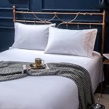 Merryfeel Cotton Bed Sheet Set,100% Cotton Sateen 300 Thread Count Embroidered Lace Sheet Set,Deep P