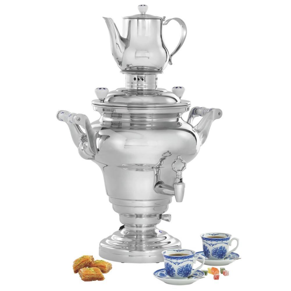 MBH - Samovar de 15L profesional con tetera. Hervidor de agua industrial con asas de cerámica para hosteleria.