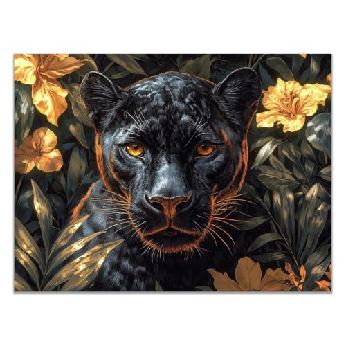 Lienzo decorativo de pantera negra 40x60 cm con diseño de animales