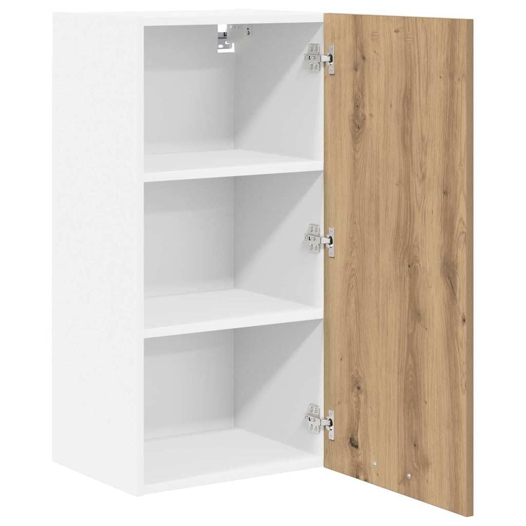 Hängeschrank mit Tür Artisan-Eiche und Weiß 40 x 31 x 80 cm Holzwerkstoff moderner Küchenschrank mit Stauraum für Aufbewahrung und Organisation in Küche und Esszimmer