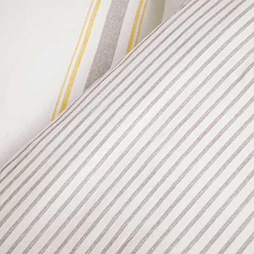 Image of Lush Decor Farmhouse Stripe Reversible Cotton Duvet Cover Set, 3 Piece Set, King, Yellow & Black - Bedding Set - Striped Duvet Cover King Size - Farmhouse Decor