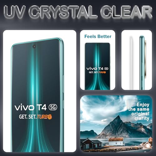 Image of ArmourPro UV Glue Tempered Glass for Vivo T4, iQOO Z10 Curved Screen Protector, 9H Anti Scratch, Edge-to-Edge Coverage, HD Clarity, Easy UV Kit with Cable Protector