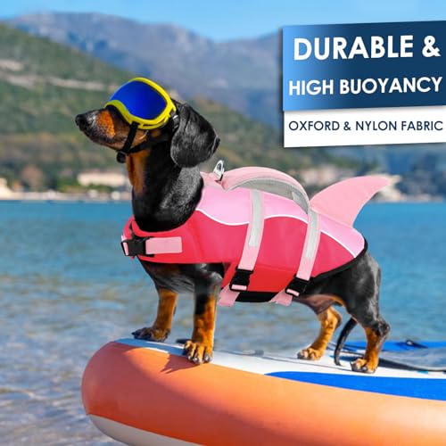 AOFITEE-Dog-Life-Jacket-Small-High-Flotation-Dog-Life-Vest-Ripstop-Dog-Life-Jacket-for-Swimming-Reflective-Dog-Swimming-Vest-with-Rescue-Handle-and-High-Buoyancy-Shark-Dog-Lifesavers-Swimsuits AOFITEE Dog Life Jacket, Dog Life Vest for Swimming, Shark Dogs Swimming Vest with Rescue Handle and Reflective Stripe, Ripstop Pet Float Coat Swimsuit Lifesaver Small Medium Large Dogs Pink S 4