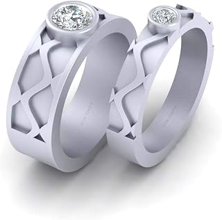 Solitaire Simulated Diamond His and Her Wedding Band Set Matching Eternity Bands Solid 925 Sterling Silver