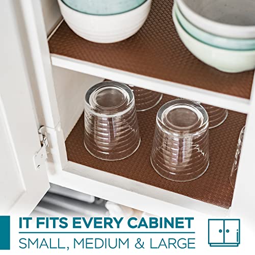 Shelf Liner Non Slip, Waterproof Thick Drawer Liners, Durable Grip Non-Adhesive Kitchen Cabinet Liner, Washable Fridge Liner Mat Cover For Pantry Shelves Storage Refrigerator Organizer (10 Ft, Brown) #TOP6