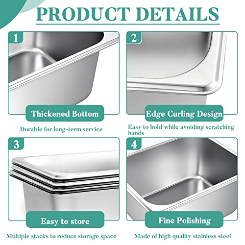 Zubebe ZUBEBE-STEAM TABLE-01 1/2 Half Size Steam Table Pans 6 Inch Deep Steam Pan Stainless Steel Restaurant Pan Metal Food Tray Commercial Food Pans thumb #2