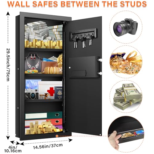 Image of 29.53 inch Tall Fireproof Wall Safe 16 inch Stud Centers with Combination Lock