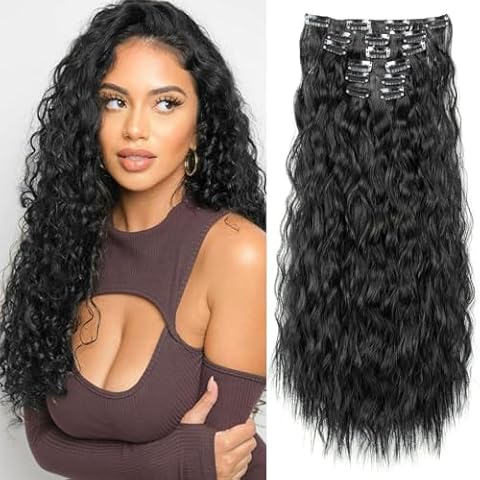 AIKAA 24 Inch Curly Clip In Hair Extensions Cover
