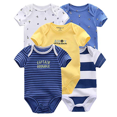 Image of MAMIMAKA Baby Bodysuit Short Sleeve one-Piece Newborn Baby Clothes for Baby Boy and Girls