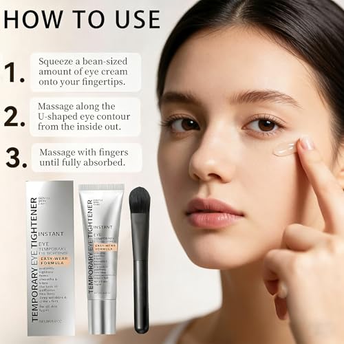 JHSLCHA Perfection Eye Tightener With Brush, Instant Firming Primer with Hyaluronic Acid & Vitamin E, Natural Formula for Wrinkles, Puffiness & Fine Lines, Gentle Skin Care All Skin Types (1 Pack)