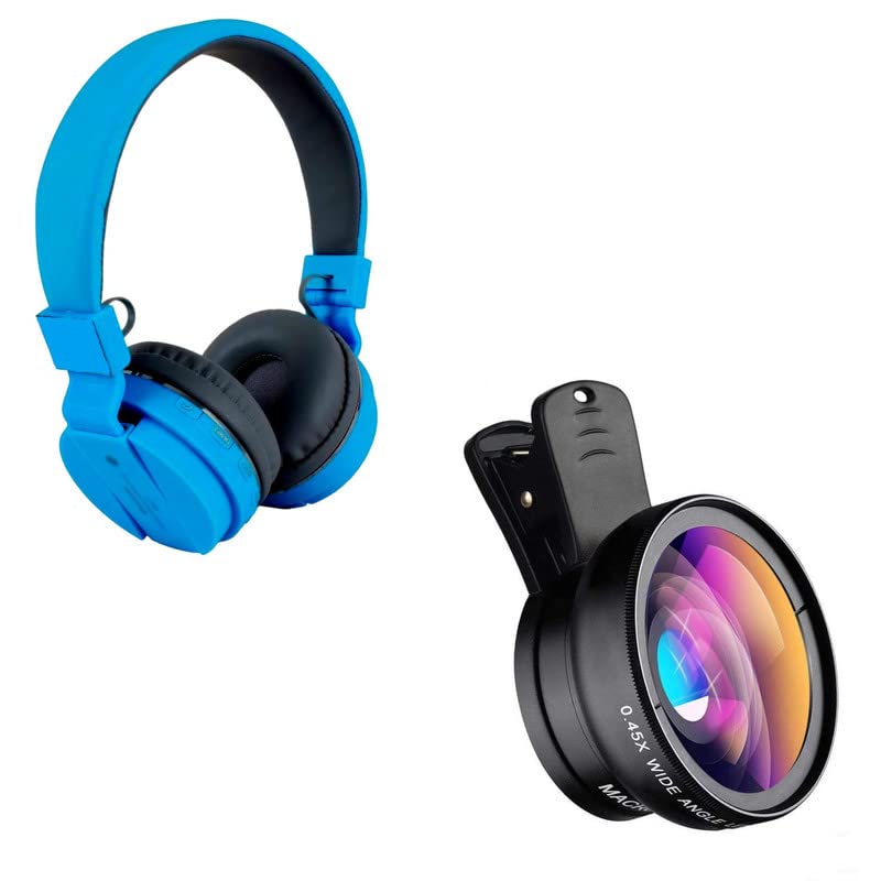 Cospex Combo Pack of 2 Items - Comfortable On-Ear Bluetooth Wireless Headphone, 2in1 Camera Lens Kit with 0.45X Wide Angle Lens (1 Year Warranty)-image-22