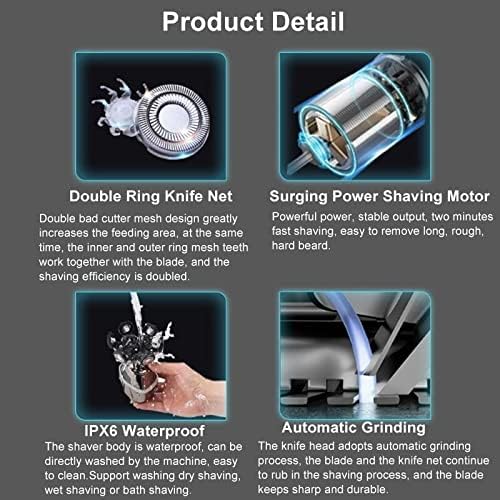 Head Shavers for Bald Men, 7D Rechargeable Bald Head Electric Shaver Men Hair Nose Ear Beard Trimmer Electric Razor Clipper Men Face Shaving Machine (Color : Shaver Set)