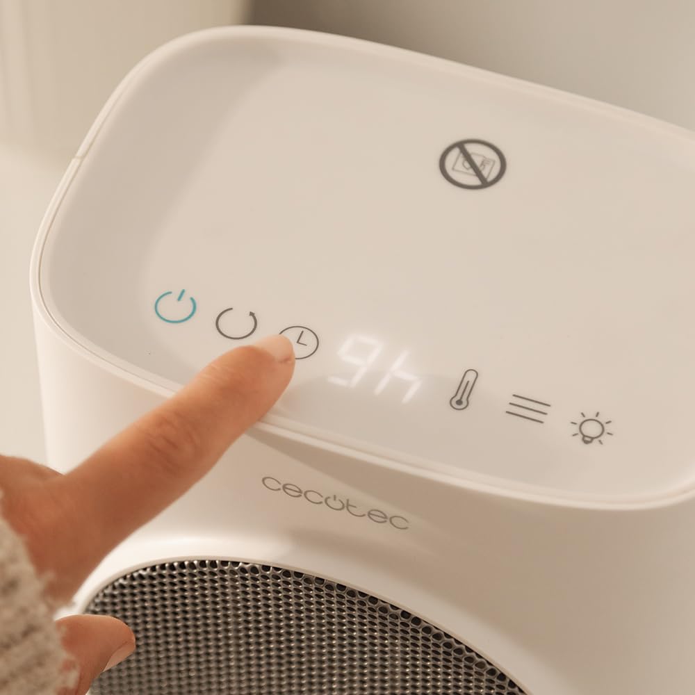 Cecotec Scaldabagno Ceramico ReadyWarm 1570 Max Ceramic Rotate Smart. 1500 W, Tecnologia Ceramica, Touch Screen, Termostato Regolabile, Oscillazione 90º, Timer, Spegnimento Automatico