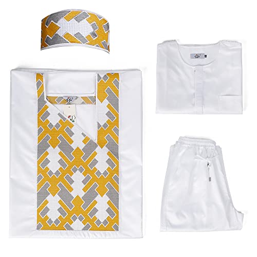 HD African Man Clothing Agbada Attire Embroidery Boubou Caftan 3 Pieces Outfit for Man Long Sleeves3