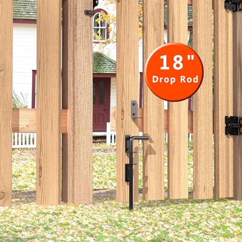 Image of 18 inch Gate Drop Rod, Cane Bolt- Easy to Install, Premium Black Plastic Spraying - Secure and Durable - Ideal for Wood, Vinyl, and Garden Gates - Corrosion Resistant(rod-18-2)