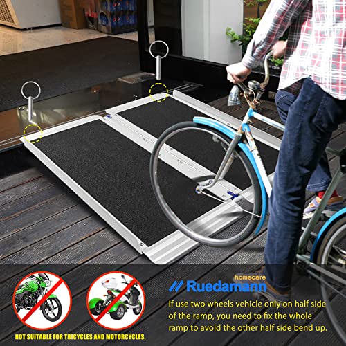 Ruedamann Wheelchair Ramp, Wider Design Threshold Ramp With Carrying Bag, Portable And Foldable Design, 600 Pound Capacity, Non-Skid Surface, For Home, Steps, Stairs, Doorways (3 Foot, Pack Of 1) #TOP4