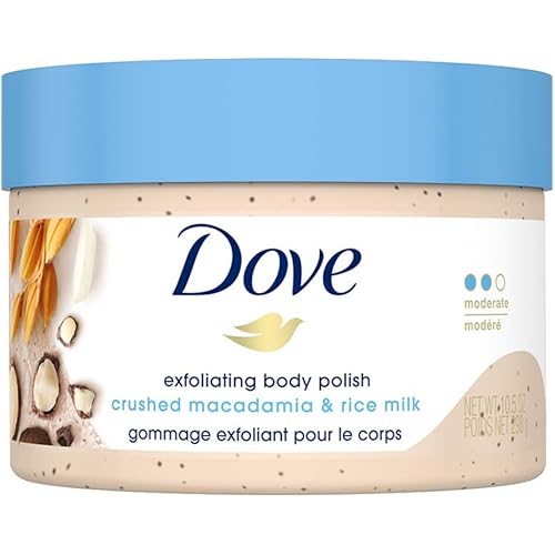 Dove Scrub Macadamia & Rice Milk Reveals Visibly Smoother Skin Body Scrub That Nourishes Skin 10.5 oz