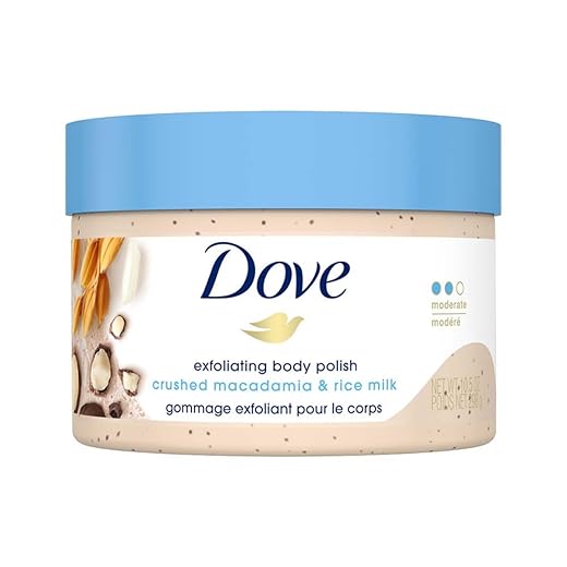 Dove Scrub Macadamia & Rice Milk Reveals Visibly Smoother Skin Body Scrub That Nourishes Skin 10.5 oz