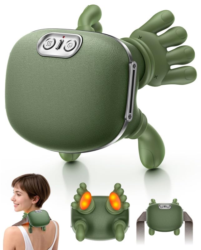 MassagegeräT 4D NackenmassagegeräT mit Wärme Heizendes Nacken 3 Massageeinstellungen & 2 Heizstufen Tiefengewebemassage für Nacken und Schultern Wiederaufladbarer Bionisches Massager für Eltern