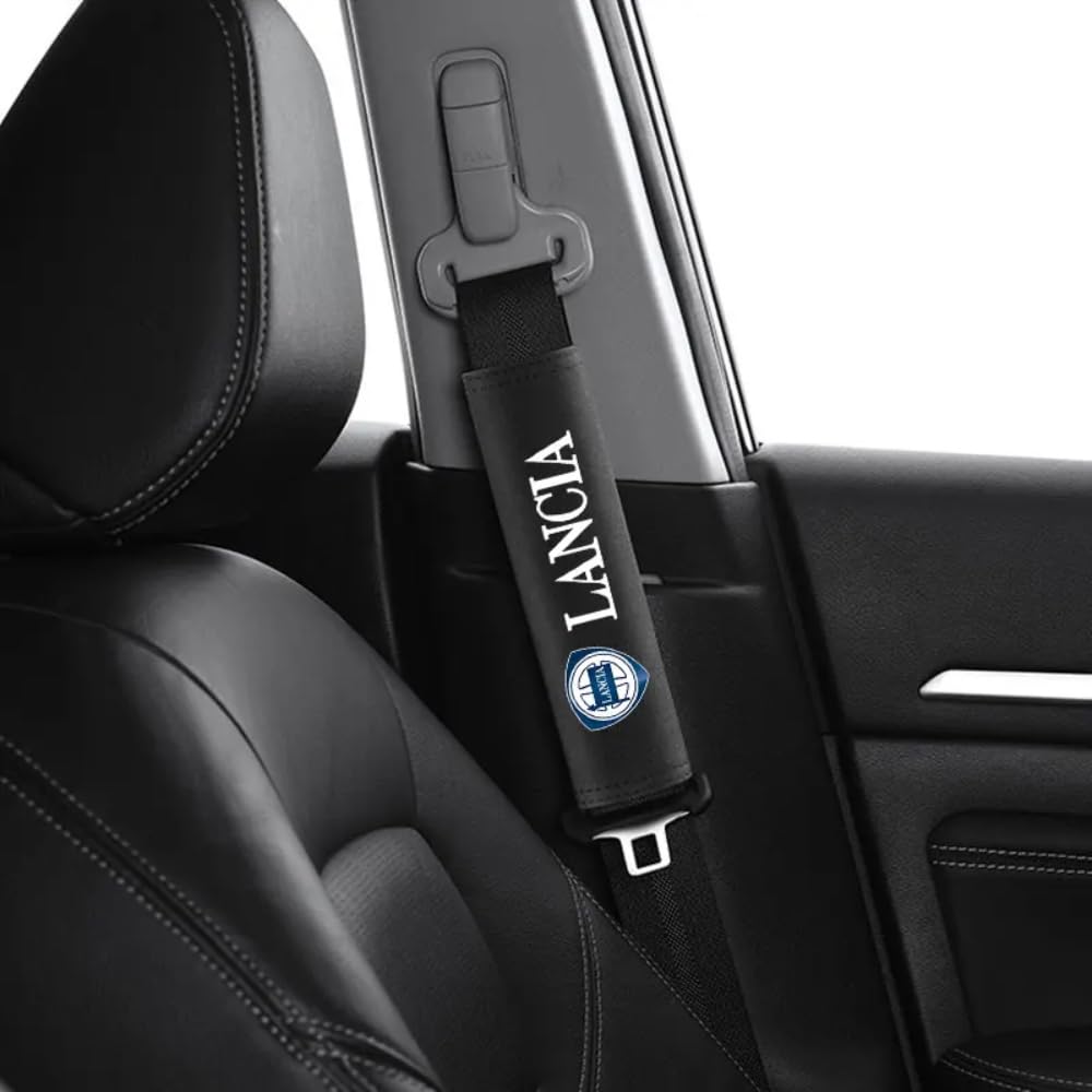 2PCS Auto Pelle Imbottiture Cinture di Sicurezza, per Lancia ypsilon Delta musa Nera thema Stratos Y Phedra Cintura di Sicurezza Protezioni Traspiranti Morbide Car Accessori,B/Red