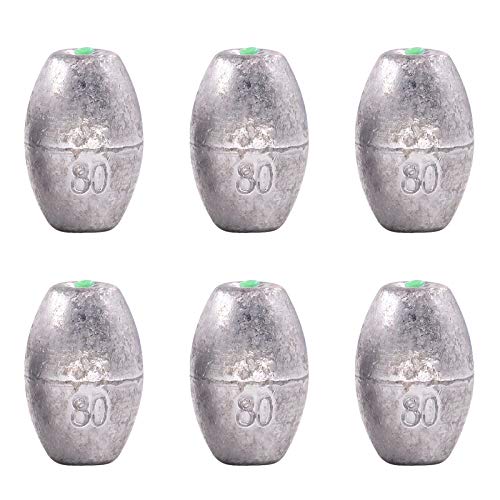 Swpeet 6Pcs 80g Egg Olive Shape Sinkers Fishing Sinkers Worm Sinker Fishing Weights Bass Casting Weight for Rig Fishing