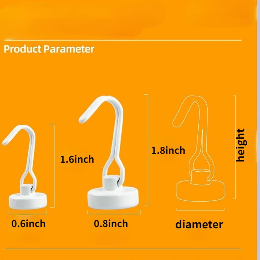 10Pack Magnetic Hooks Heavy Duty, Strong Swivel Magnet Hooks for Hanging, Magnetic Hooks with Storage Box for Grill, Cruise Cabins, Refrigerator, Classroom, Kitchen (8.5kg/19lb,White)