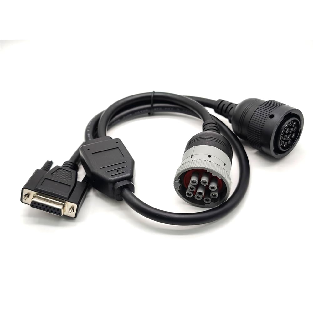 DB15 Female to Cat 9-Pin Male and 14-Pin Female J1939 Y Cable Truck Diagnostic Tool 70CM
