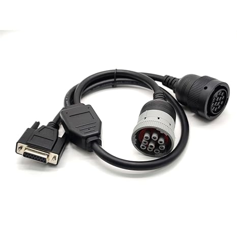 DB15 Female to Cat 9-Pin Male and 14-Pin Female J1939 Y Cable Truck Diagnostic Tool 70CM