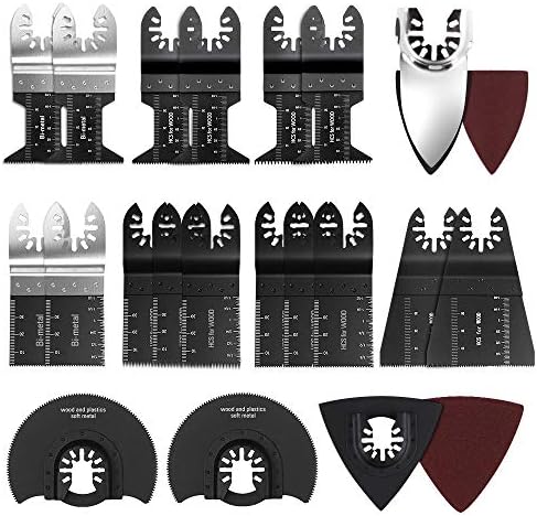 40PCS Oscillating Tool Accessories Kit, LIGHTIMETUNNEL Universal Metal Wood Multitool Quick Release Oscillating Saw Blades with Sandpaper Compatible with Dewalt,Milwaukee,Makita,Ryobi,Rockwell, Bosch