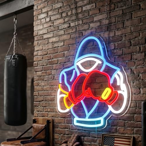 Image of Boxing Neon Sign, USB Powered LED Light for Gym Room Decor | Boxing Wall Decor for Bedroom, Game Room, Fitness Room, Party Decoration and Boxing Fans Gift