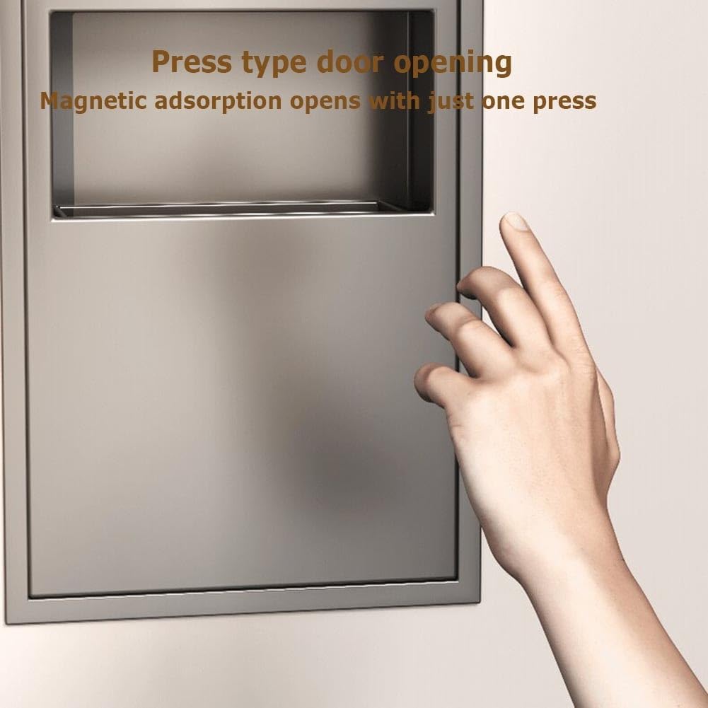 Stylish Recessed Shower Niche Trash Can with Toilet Paper Holder - Modern Bathroom Storage Solution for Home, Office & Kitchen - Gray, 52x13.5x20cm