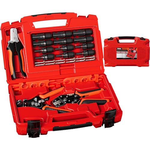 PEBA Kit de pince à sertir solaire pour câble PV de 1,5 à 6,0 mm², avec fiche de câble, pince à dénuder, coupe-câble, clé pour prise solaire et boîte...