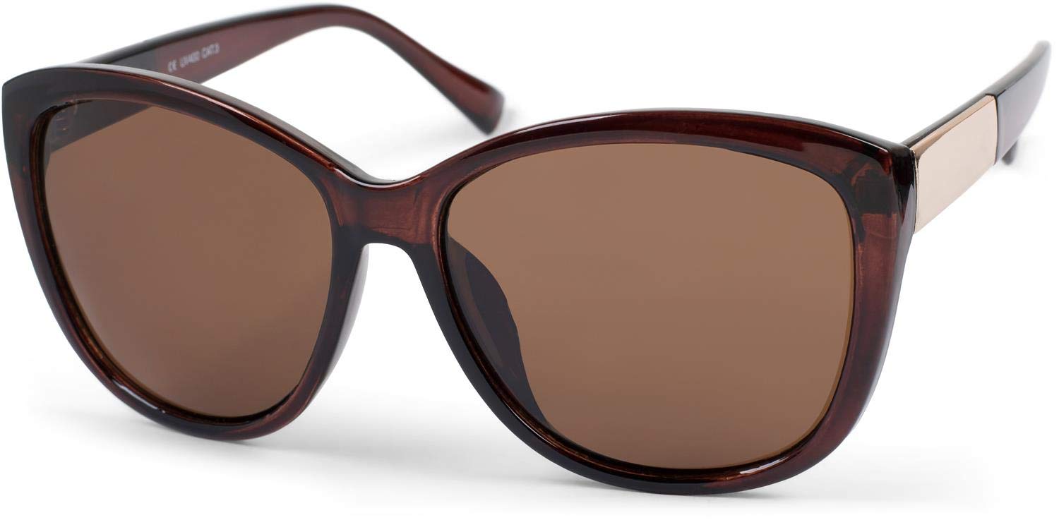 styleBREAKER gafas de sol de mujer sobredimensionadas con detalle de metal en las patillas, lentes ovaladas de policarbonato y montura de plástico, estilo «retro» 09020099