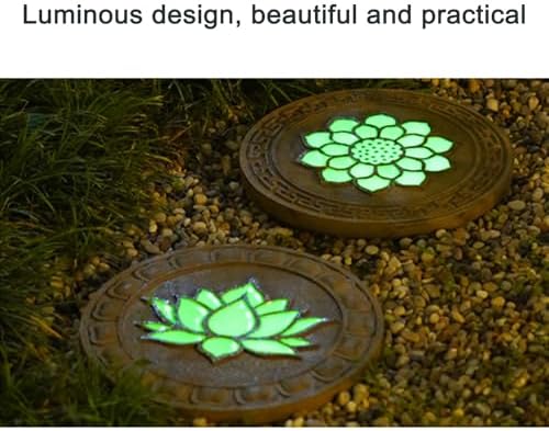 Glow in The Dark Stepping Stones Set - Luminous Garden Pavers for Outdoor Pathways, Decorative Landscape for Home, Villa, Gardens & Patios (2pcs)