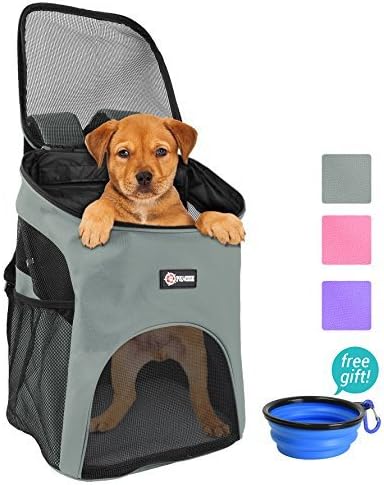 Pawsse Pet Carrier Backpack for Small Cats Dogs Rabbit, Breathable Mesh Pup Pack Outdoor Travel Carrier for Walk, Hiking, Cycling Grey