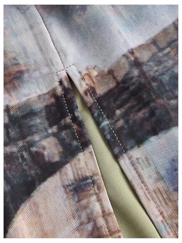 Women's Plus Size Oil Printed Bodycon Skirts Vintage Skinny Pencil Midi Skirt3