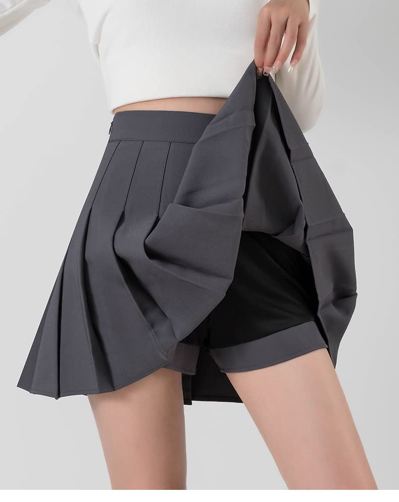 Women Girls high Waisted Pleated Skater Tennis School Skirt Uniform Skirts2