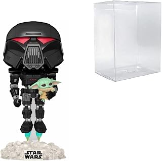 POP! Star Wars:The Mandalorian- Dark Trooper with Grogu Glow in The Dark EE Exclusive (Bundled with Compatible Box Protector Case)